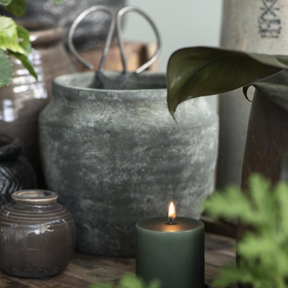 Clay Athens Grooved Pot - Green Washed 17cm