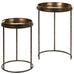 Set of Two Golden Mirror Tray Tables 72cm