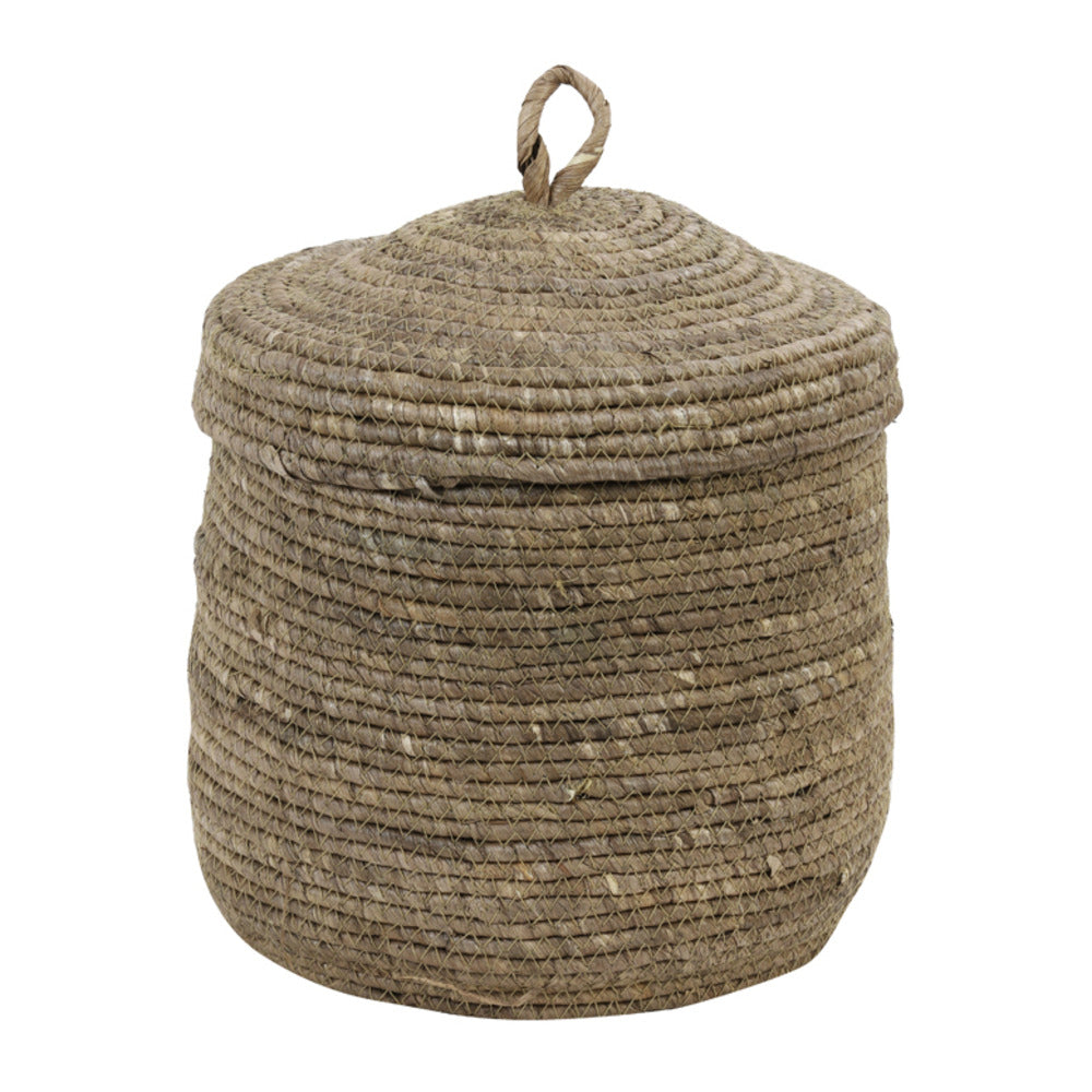 Set of Three Dark Brown Lidded Baskets 42cm