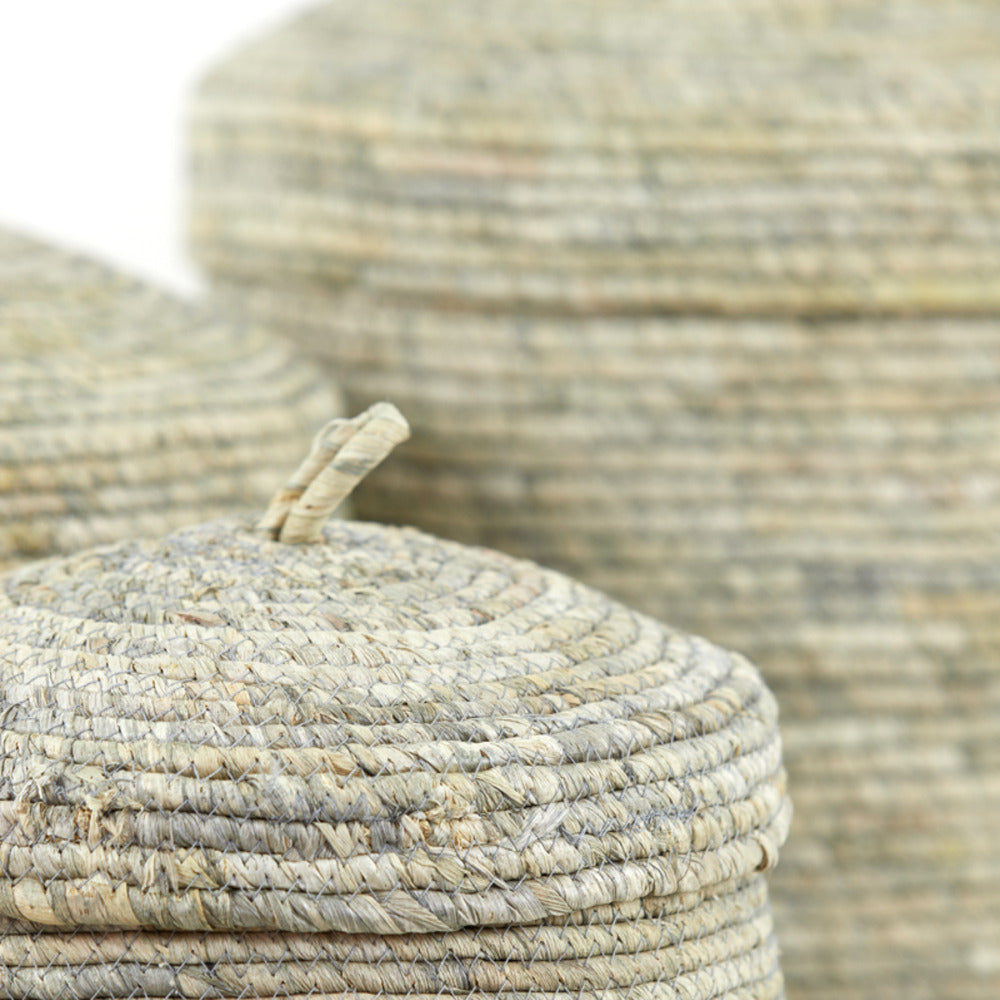 Set of Three Lidded Baskets 42cm