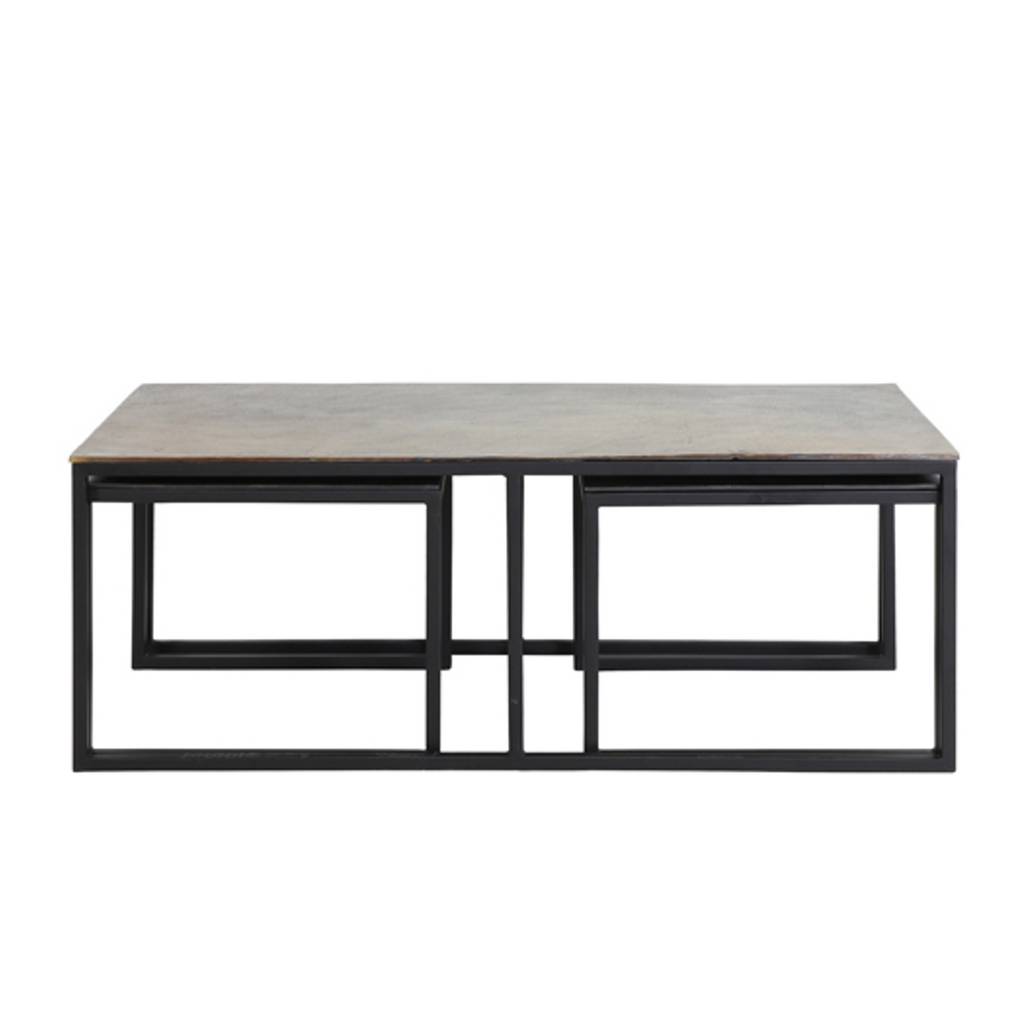 Antique Bronze and Black Triple Coffee Table 120cm