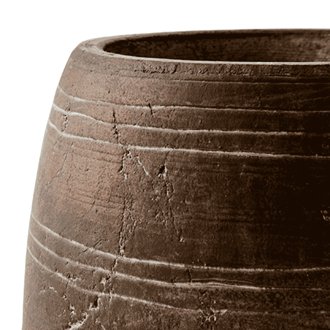 Antiqued Brown Terracotta Vase 14cm-C