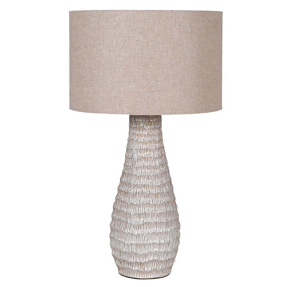 Beige Textured Lamp with Linen Shade 70cm | Annie Mo's D