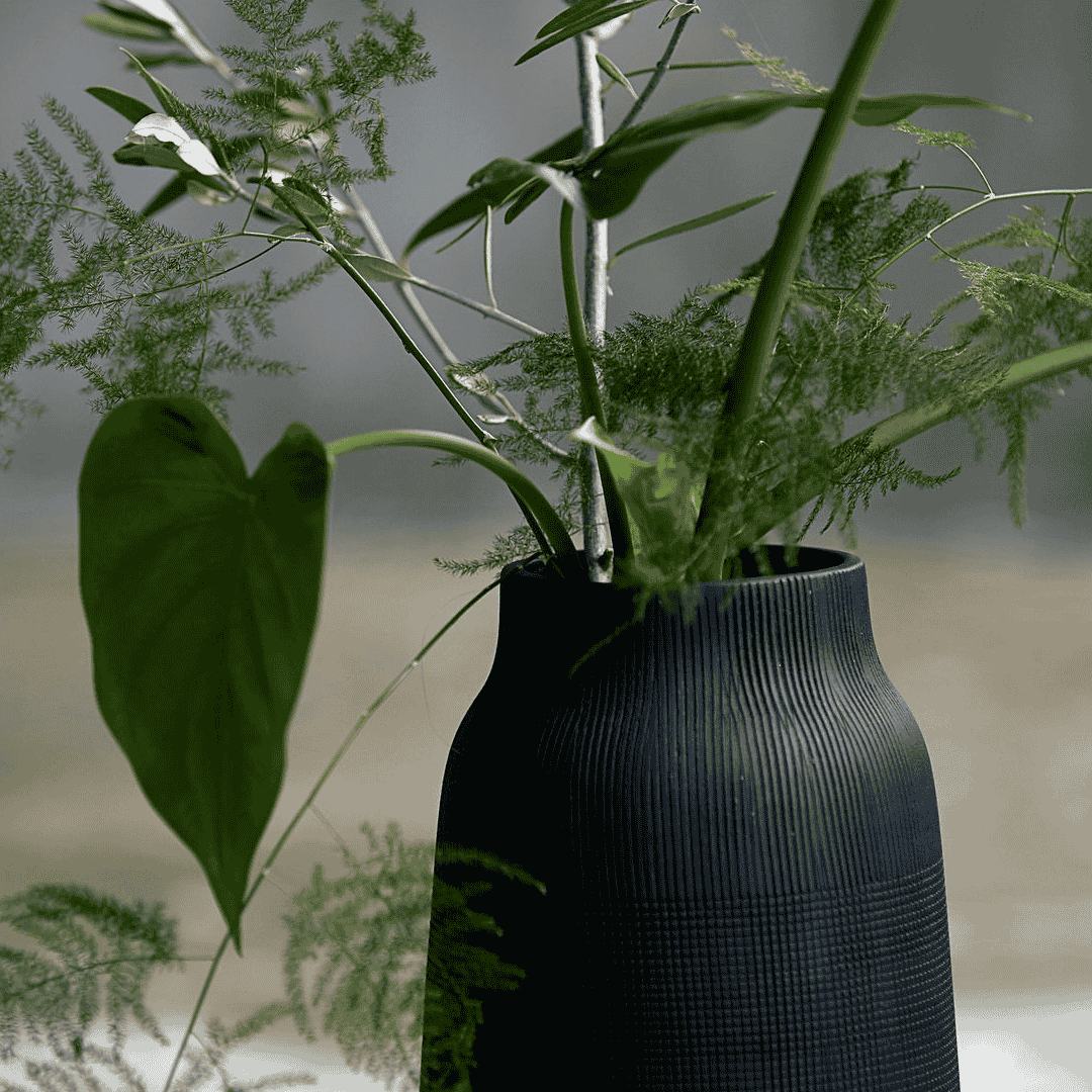 Black Groove Vase 35cm