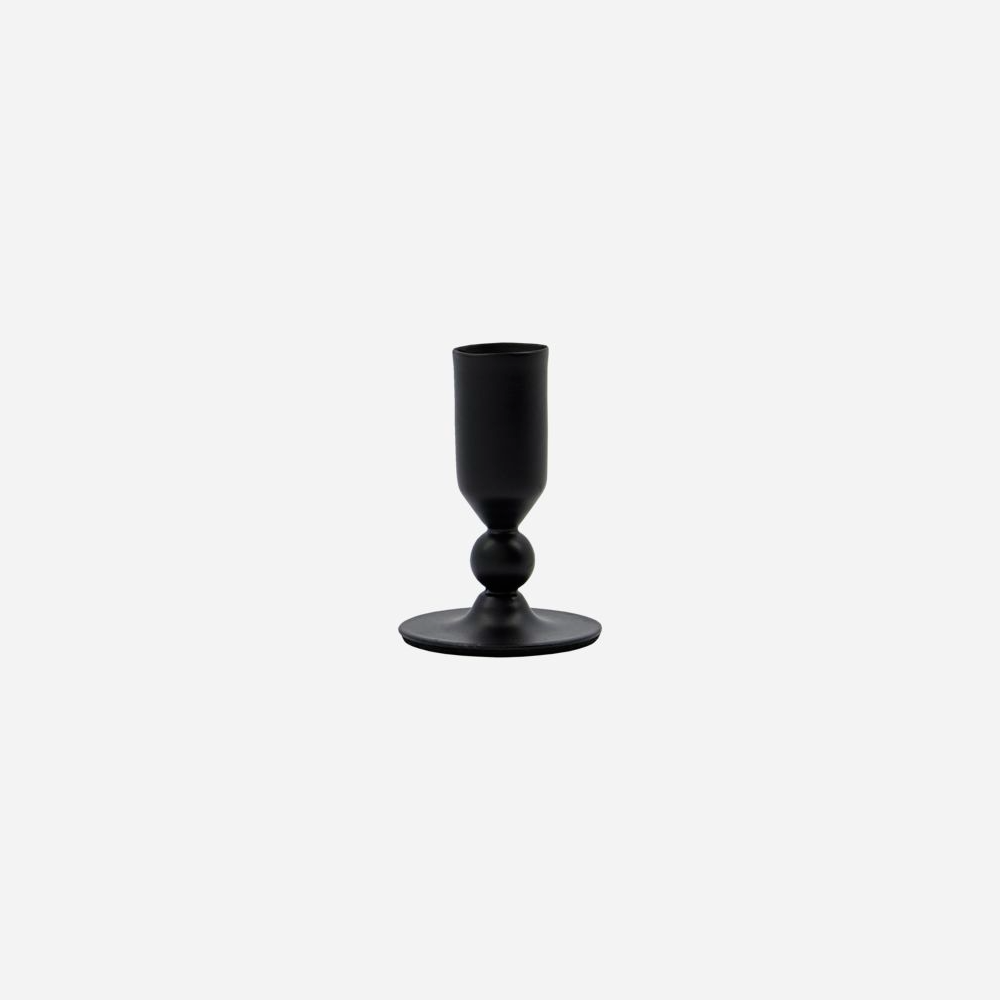 Black Metal Folk Dinner Candle Holders - Size Choice