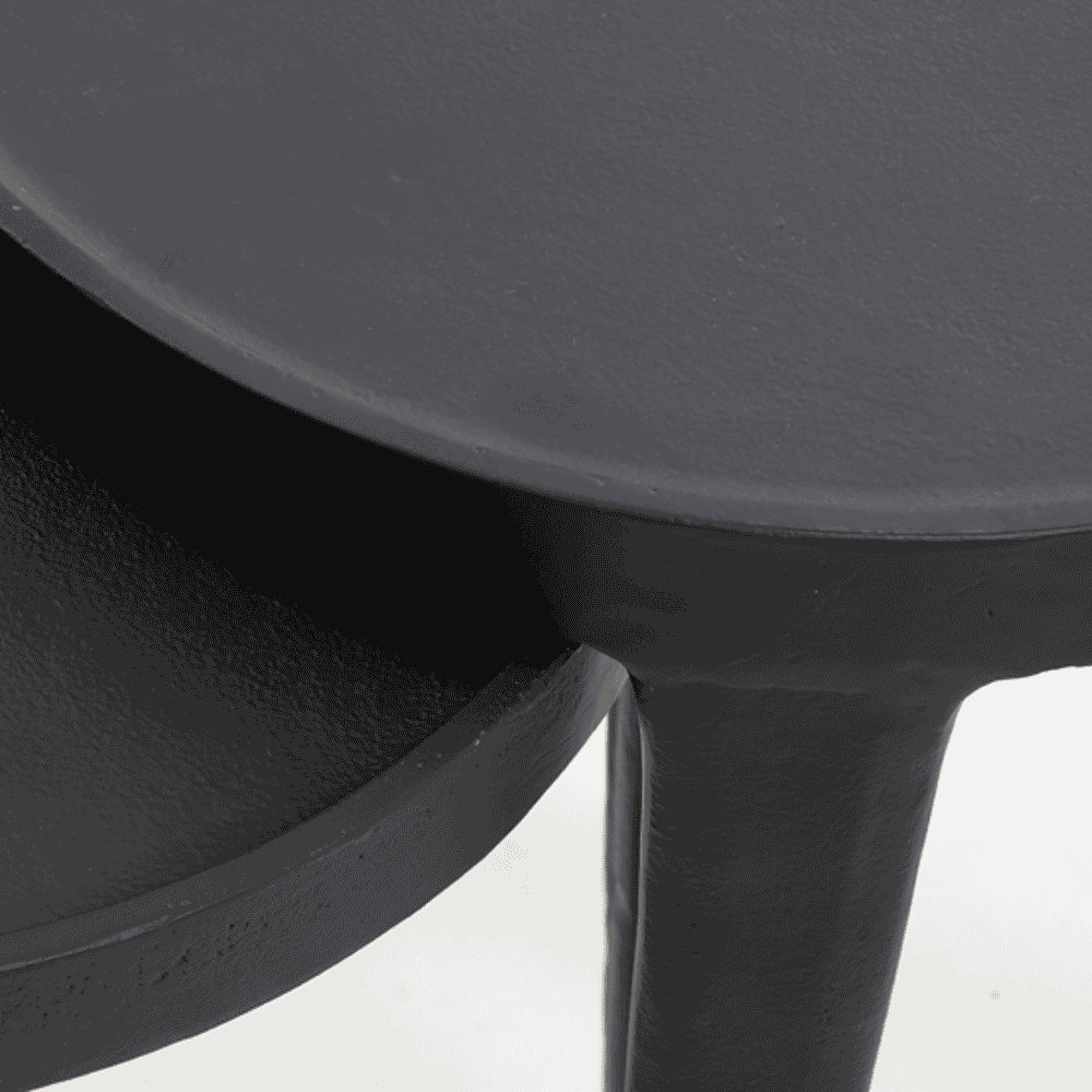 Black Metal Round Nesting Tables - Set of Two 45cm