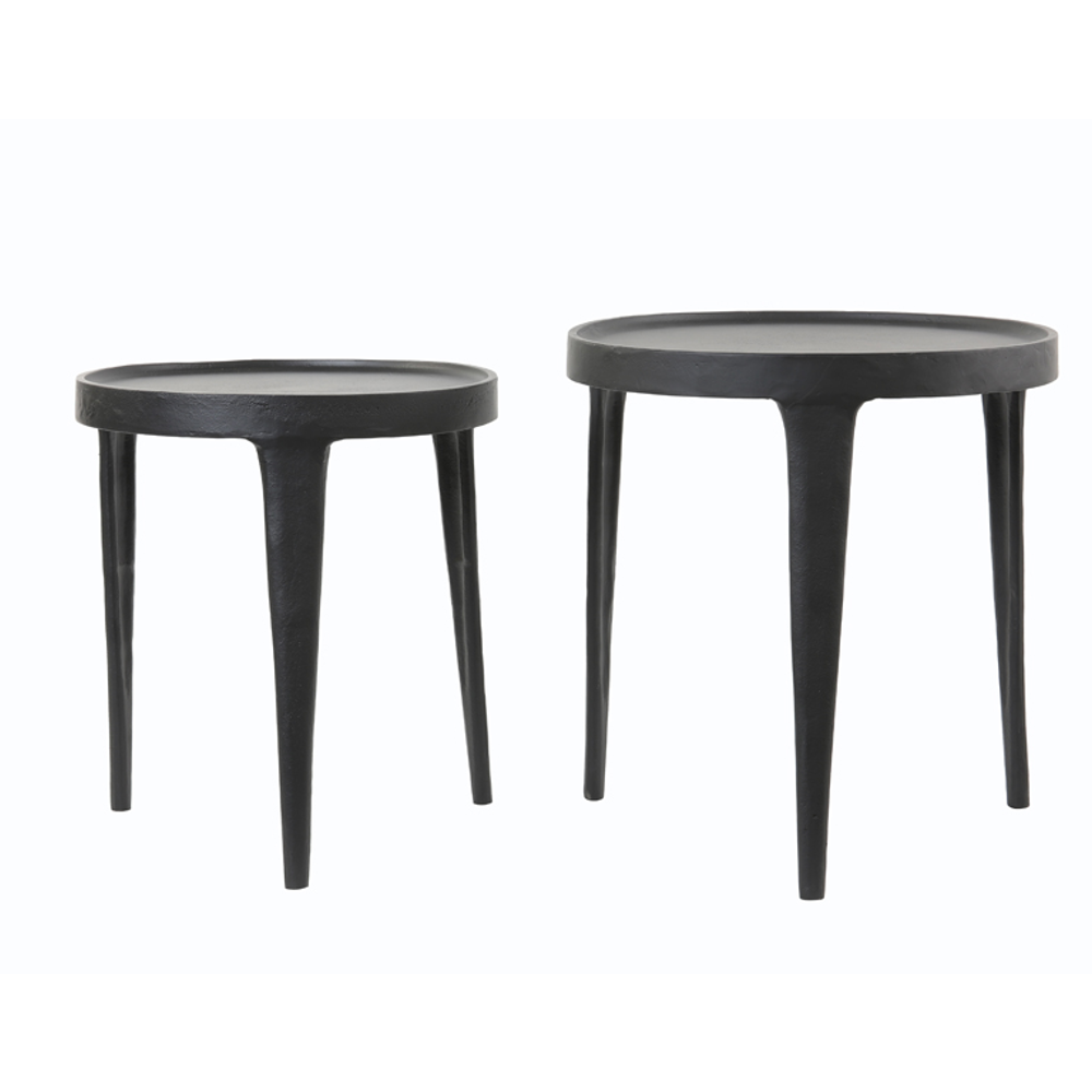 Black Metal Round Nesting Tables - Set of Two 45cm