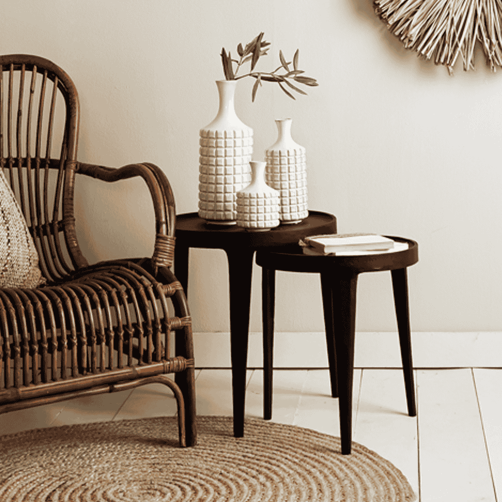 Black Metal Round Nesting Tables - Set of Two 45cm
