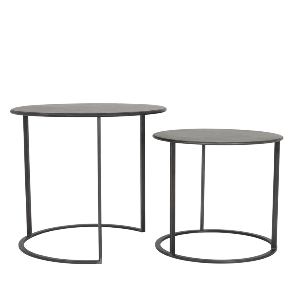 Black Metal Round Nesting Tables 60cm