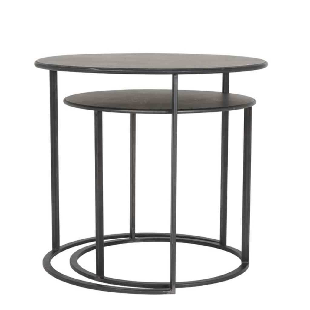 Black Metal Round Nesting Tables 60cm | Annie Mo's