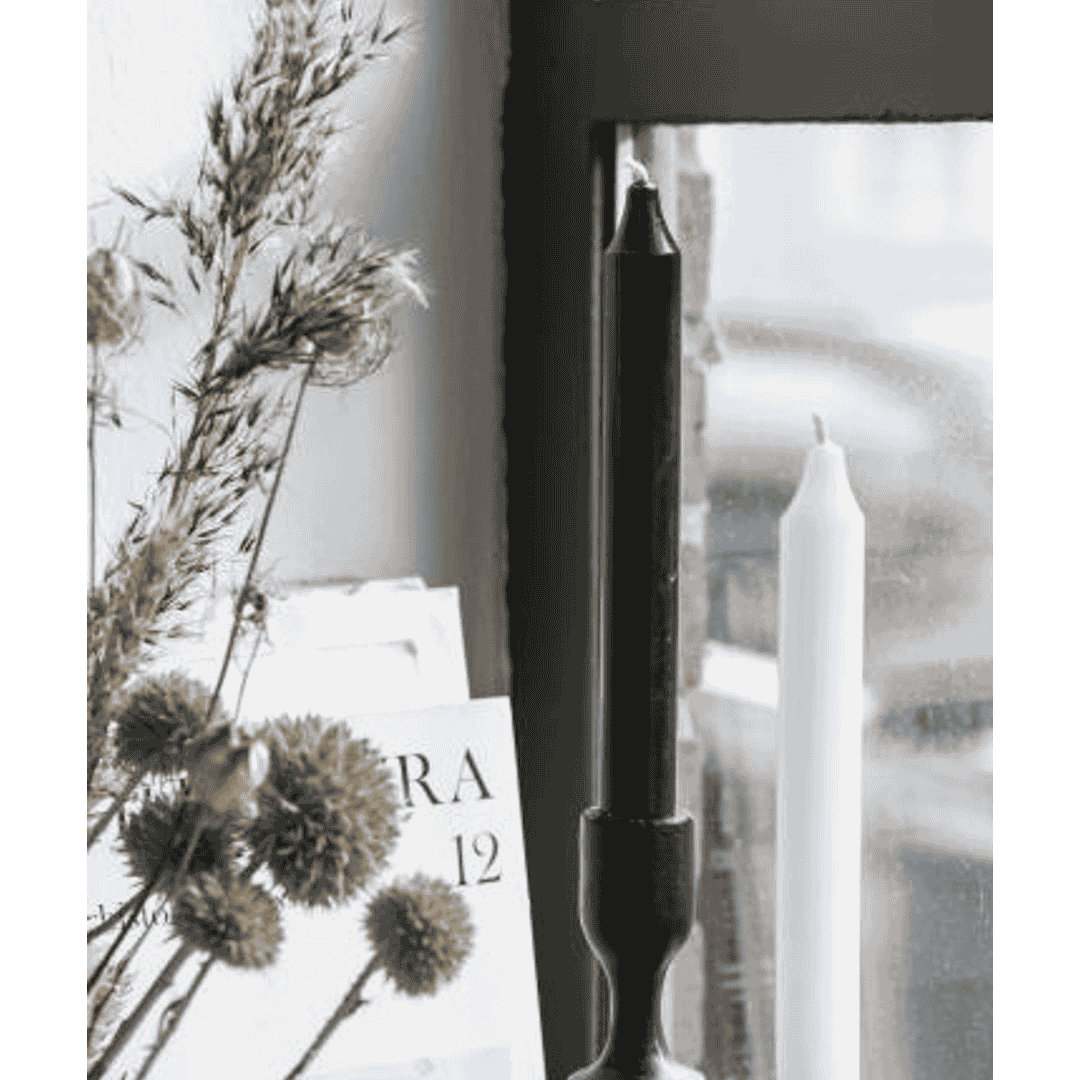 Black Rustic Dinner Candle 18cm