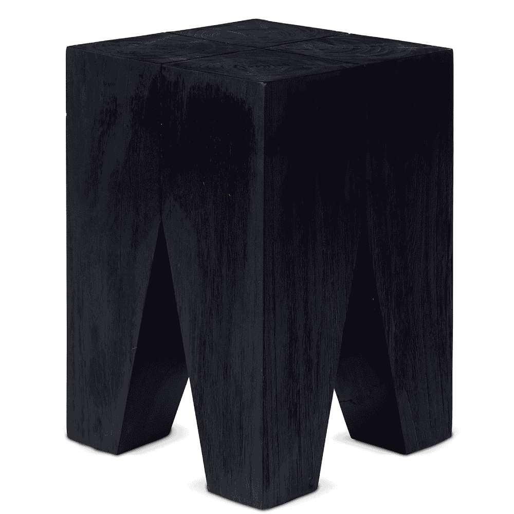 Black TRIANGLE Natural Teak Stool 30cm | Annie Mo's