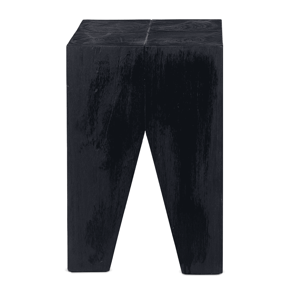 Black TRIANGLE Natural Teak Stool 30cm
