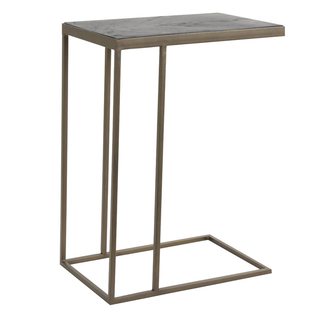 Black Wood and Antique Bronze Metal Sofa Table 62cm