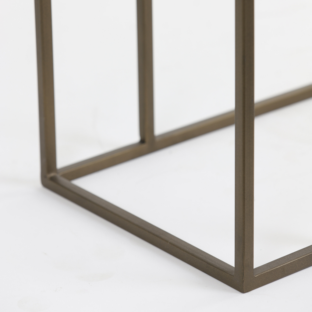 Black Wood and Antique Bronze Metal Sofa Table 62cm