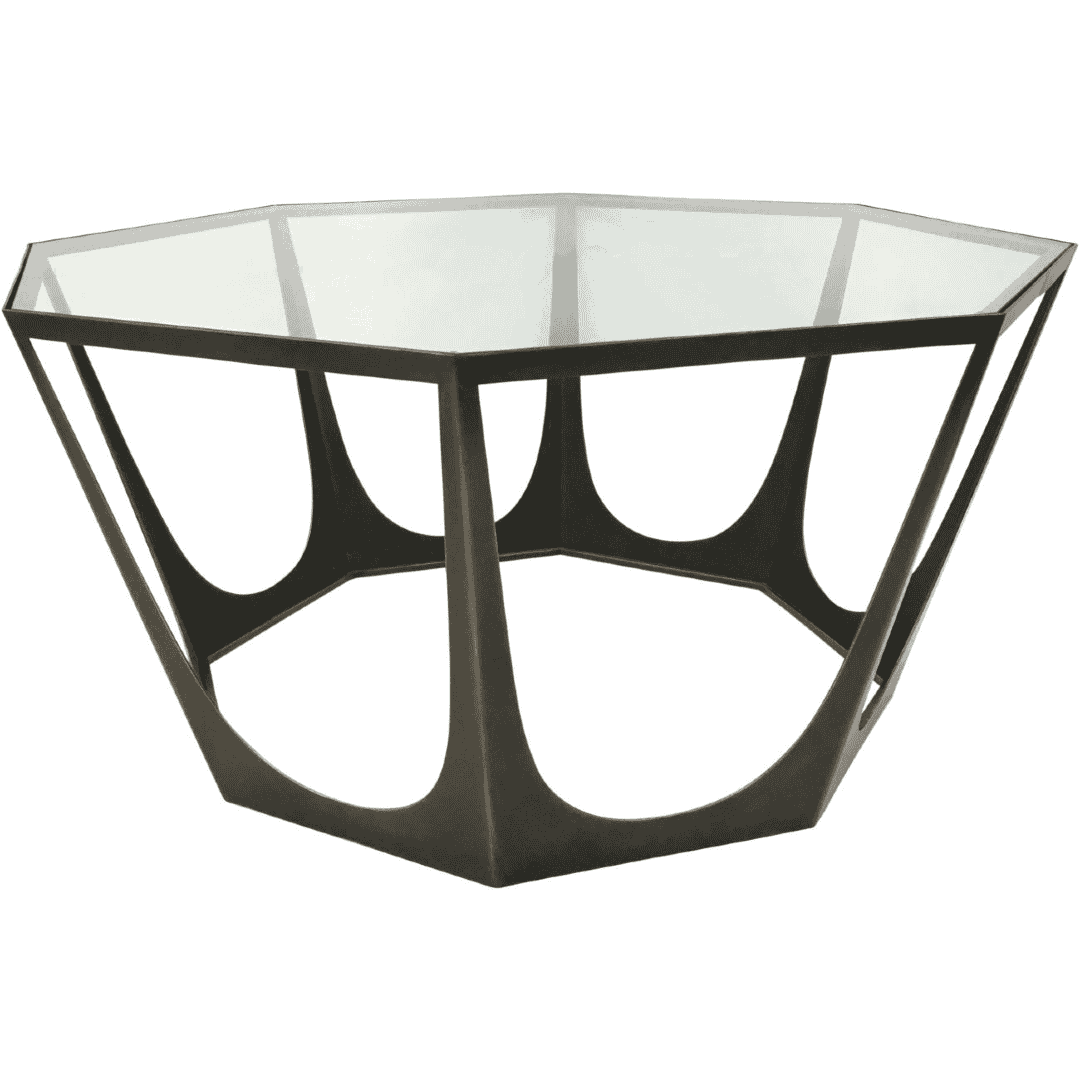 Bronze Gilded Coffee Table with Glass Top 94cm | Annie Mo's