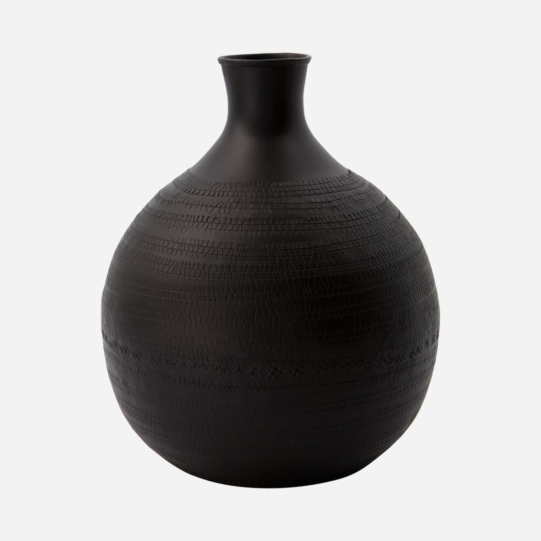Brown Metal Embossed Vase 25cm