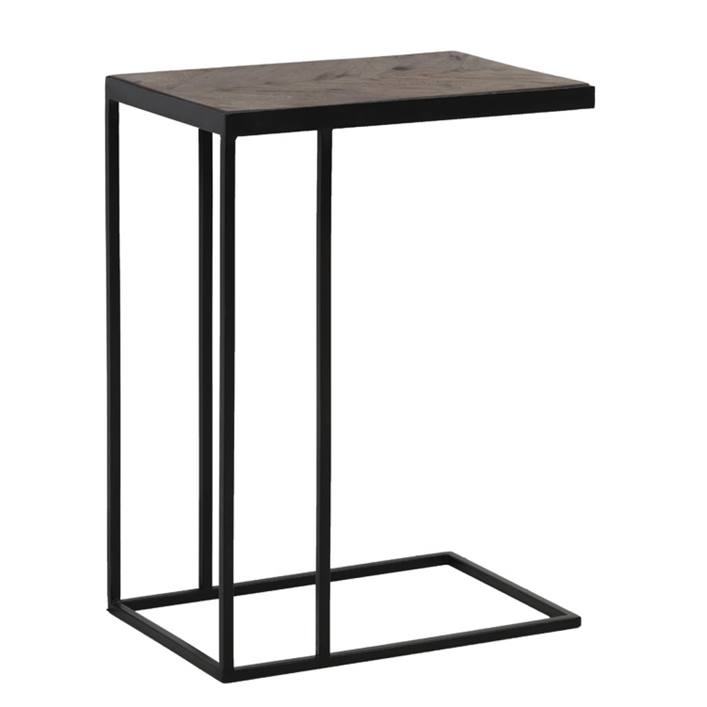 Brown Wood and Black Metal Sofa Table 62cm | Annie Mo's