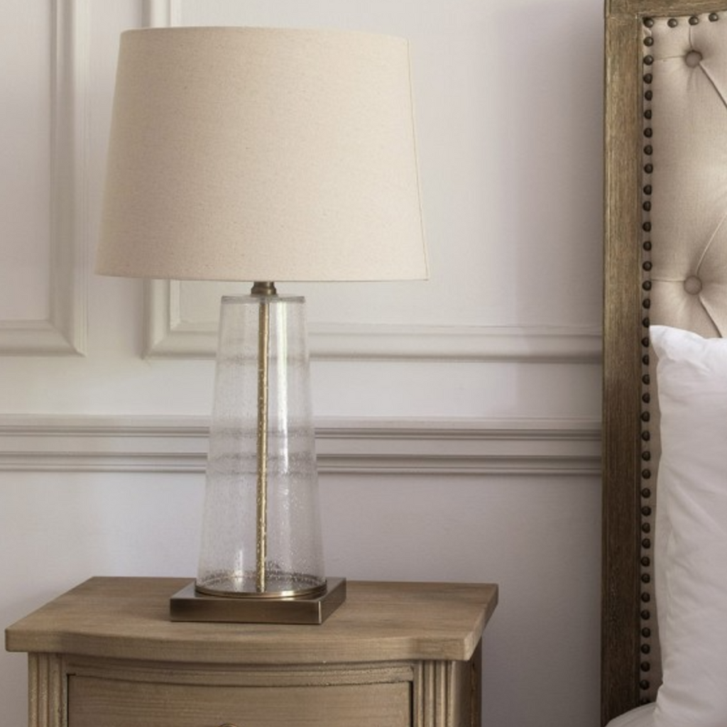 Derby Bubbled Tapered Glass Lamp with Shade 63cm | Annie Mo's