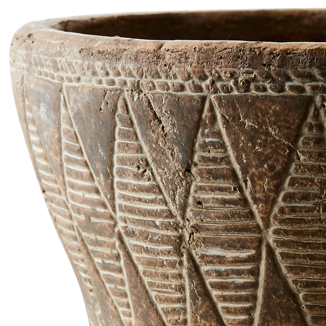 Camille Beige Black Terracotta Pot Tall 32cm