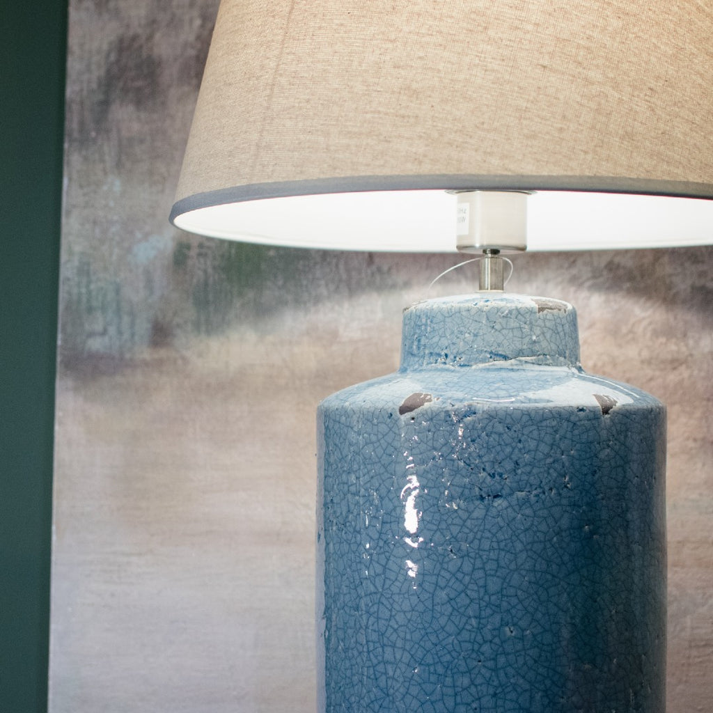 Ceramic Lamp Neptune With Cream Shade 62cm