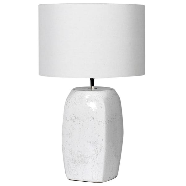 Ceramic Oblong White Lamp with Shade 63cm | Annie Mo's