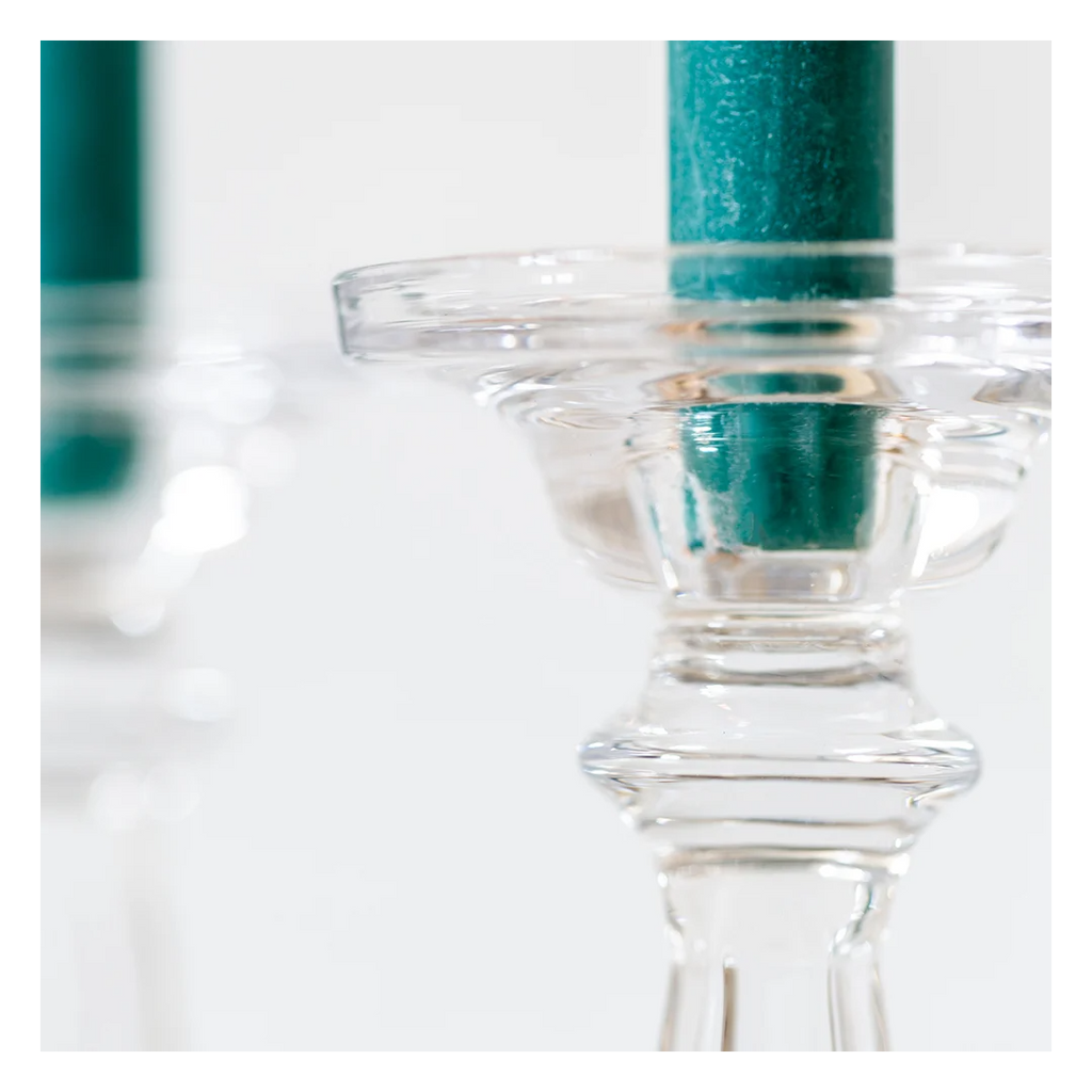 Clear Glass Candlestick 24cm