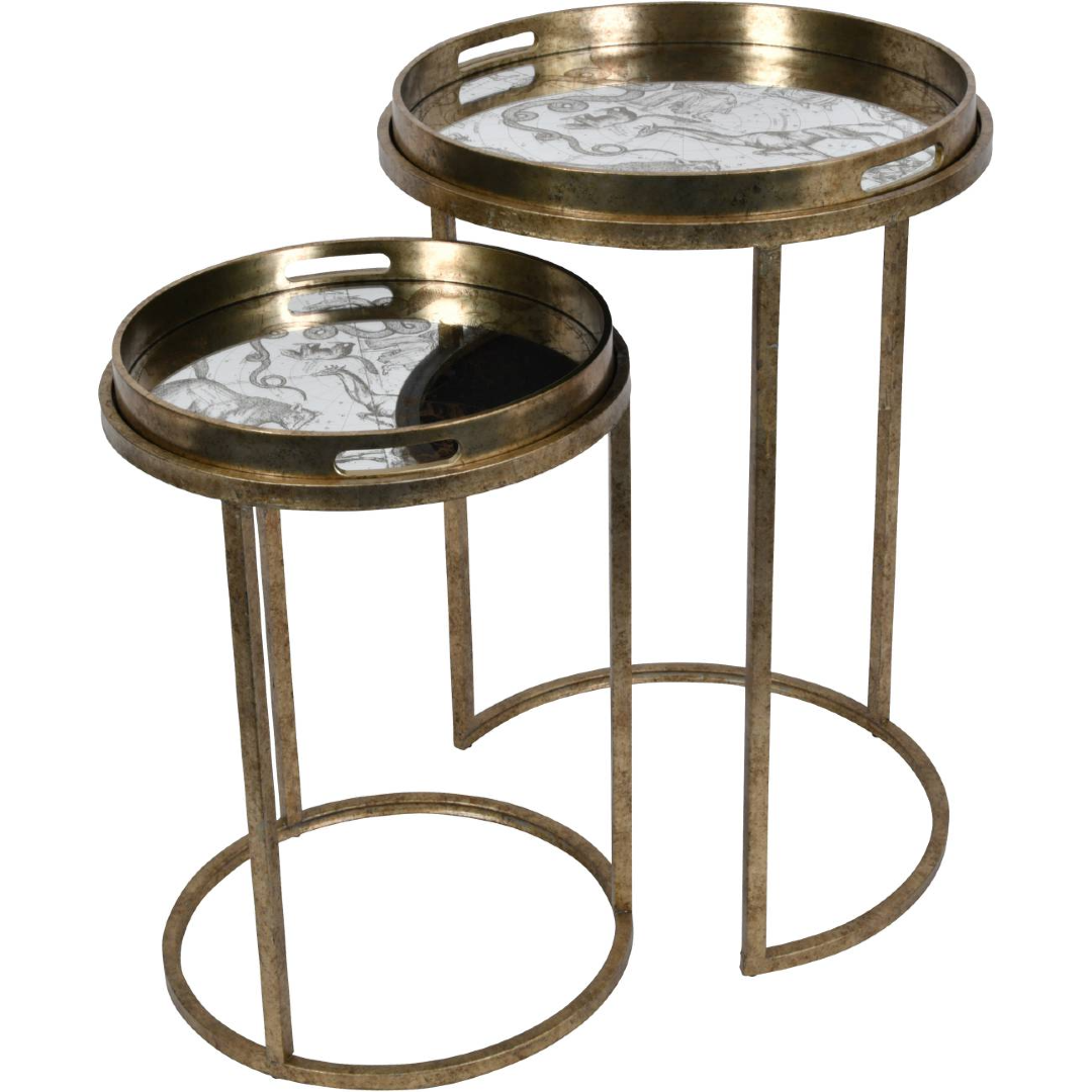 Constellation Map Mirrored Round Nesting Tables 60cm | Annie Mo's