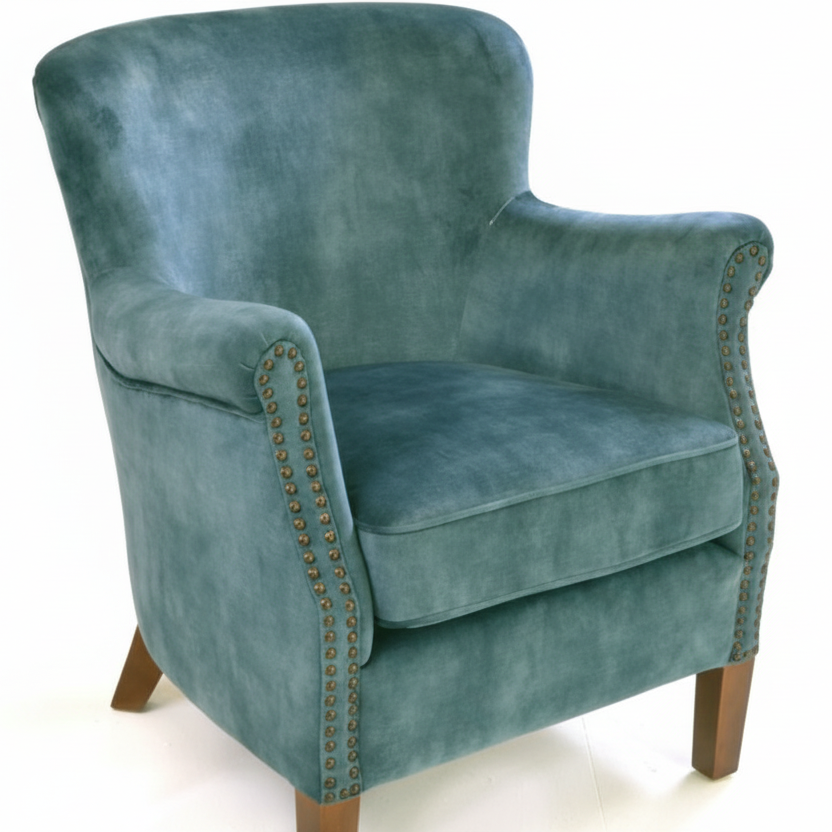 Cromarty Vintage Teal Velvet Armchair | Annie Mo's