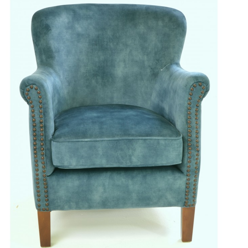 Cromarty Vintage Teal Velvet Armchair