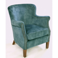 Cromarty Vintage Teal Velvet Armchair | Annie Mo's