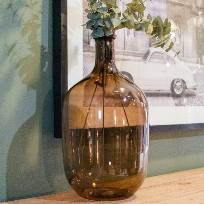 Large Brown Glass Bottle Vase 51cm
