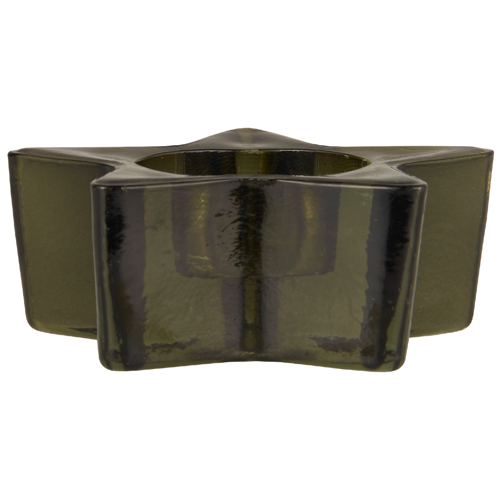 Dark Green Star Glass Candle for T Lights 9cm