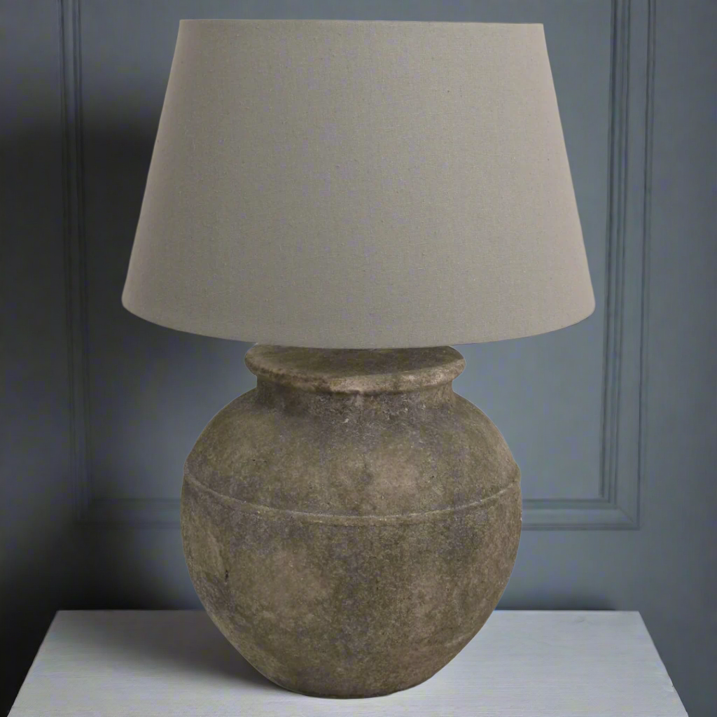 Baybridge Grey Stone Lamps with Grey Shades | Annie Mo's