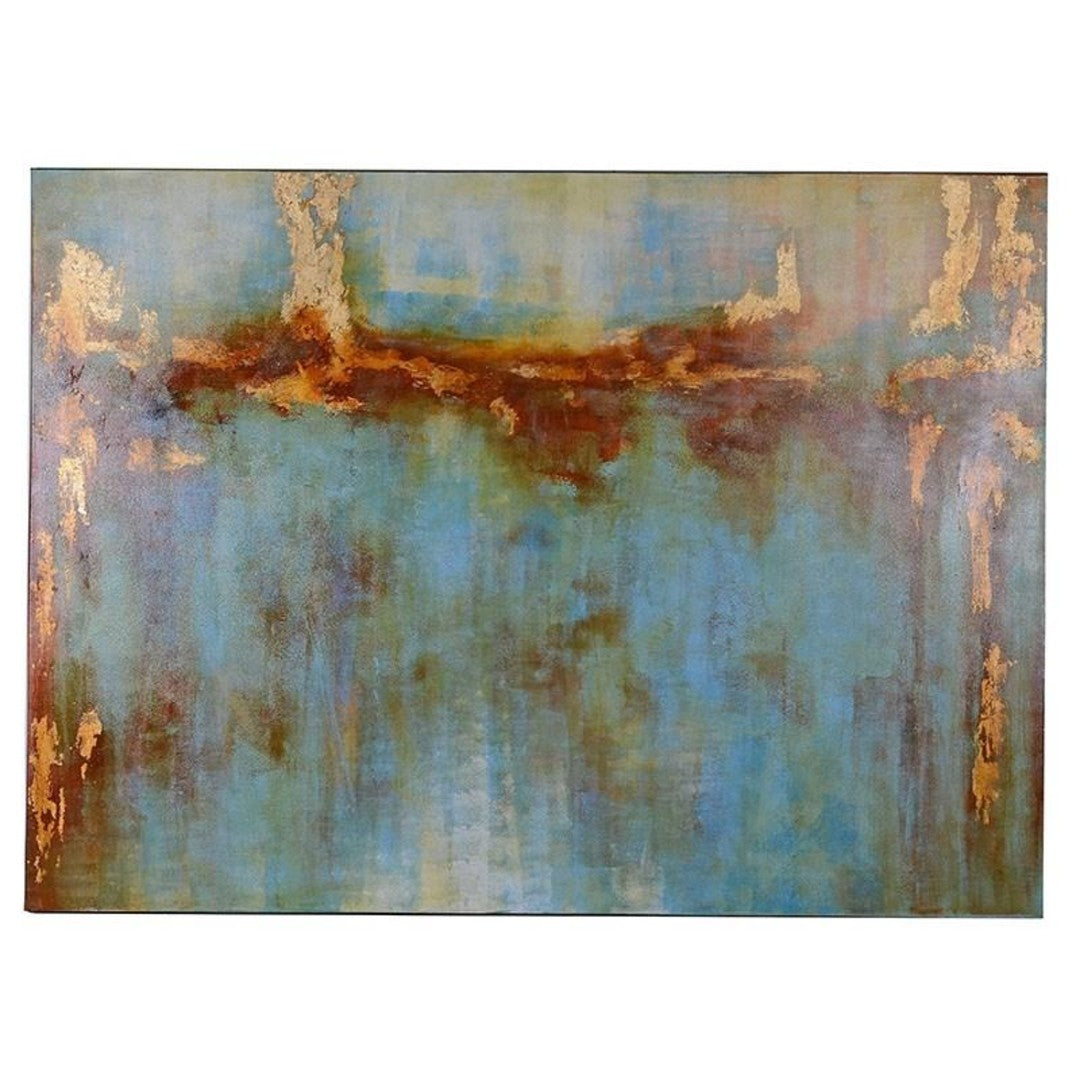 Extra Large Blues Golds and Ambers Abstract 244cm | Annie Mo's