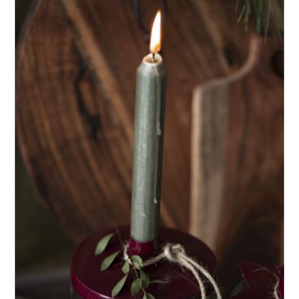 Forest Green Rustic Dinner Candle 18cm