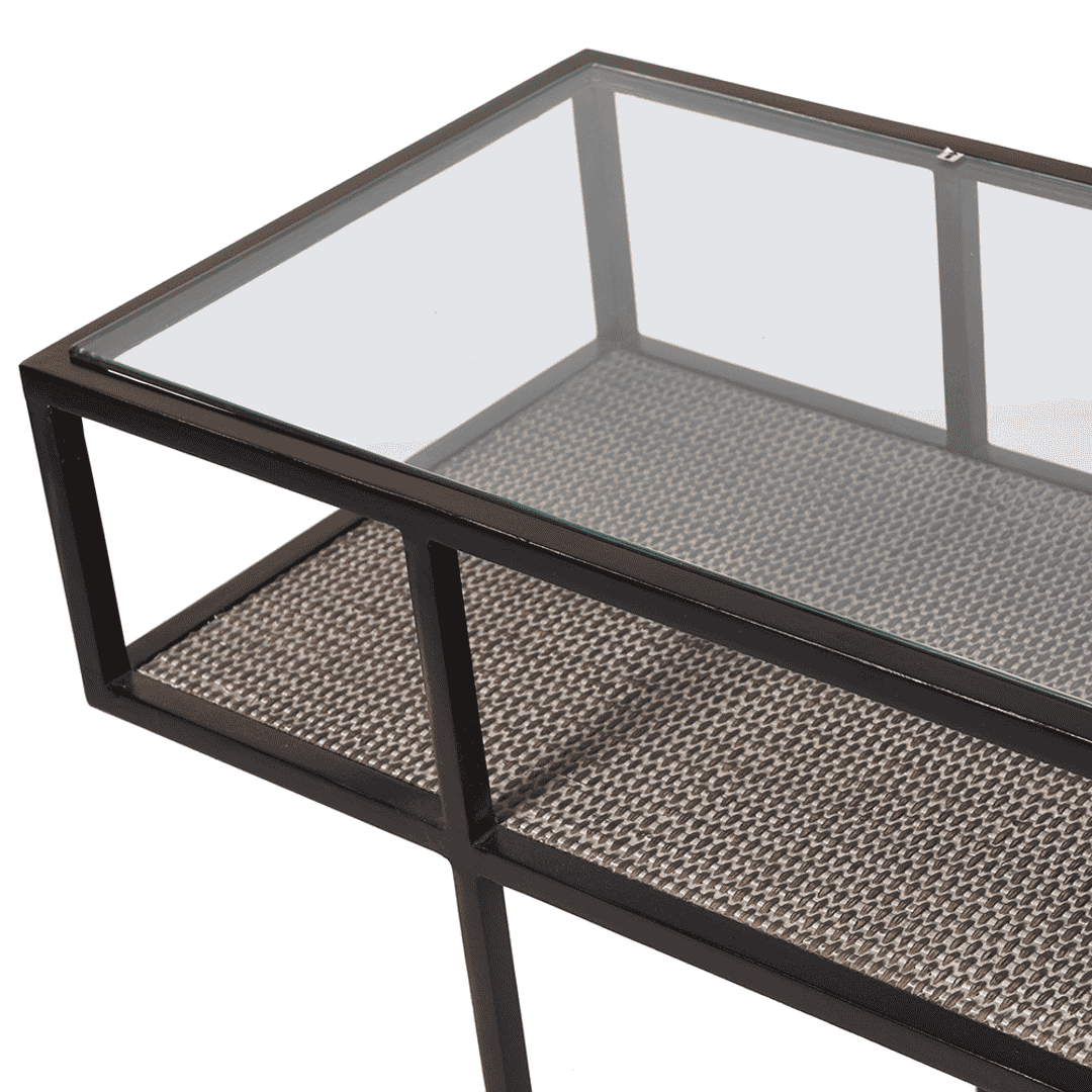 Glass Top Console with Rattan 110cm - CLEARANCE