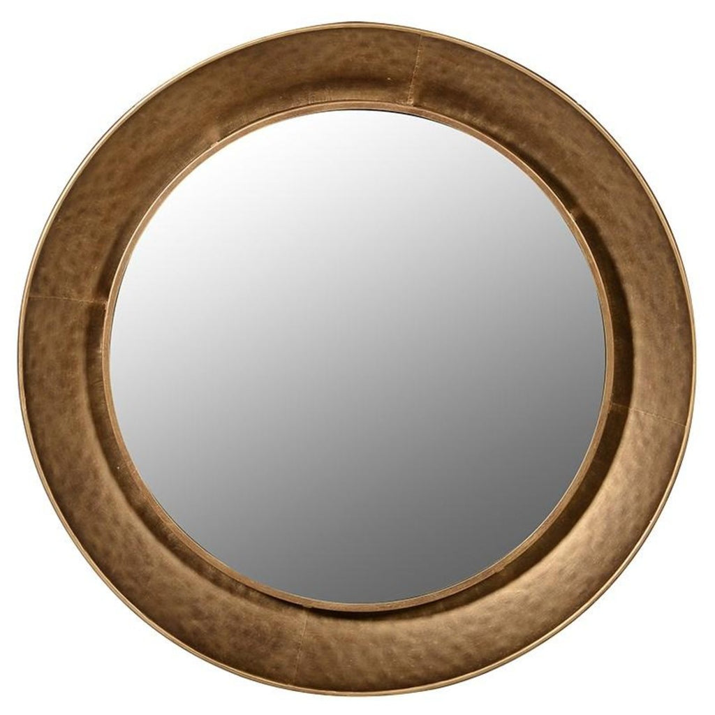 Golden Hammered Rim Round Wall Mirror 100cm | Annie Mo's B