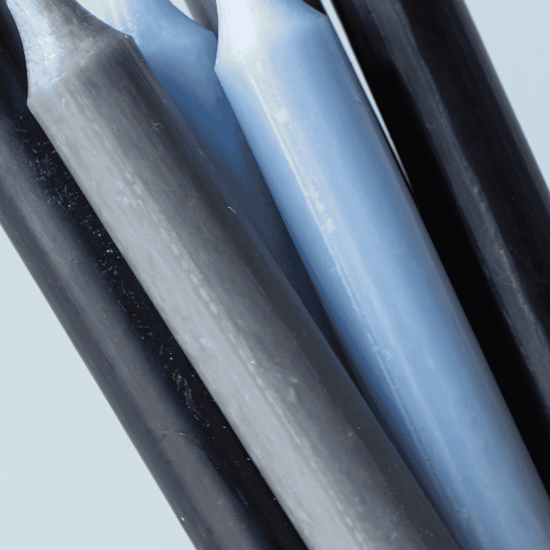 Grey Black and Blue Tones Tall Rustic Dinner Candles-B