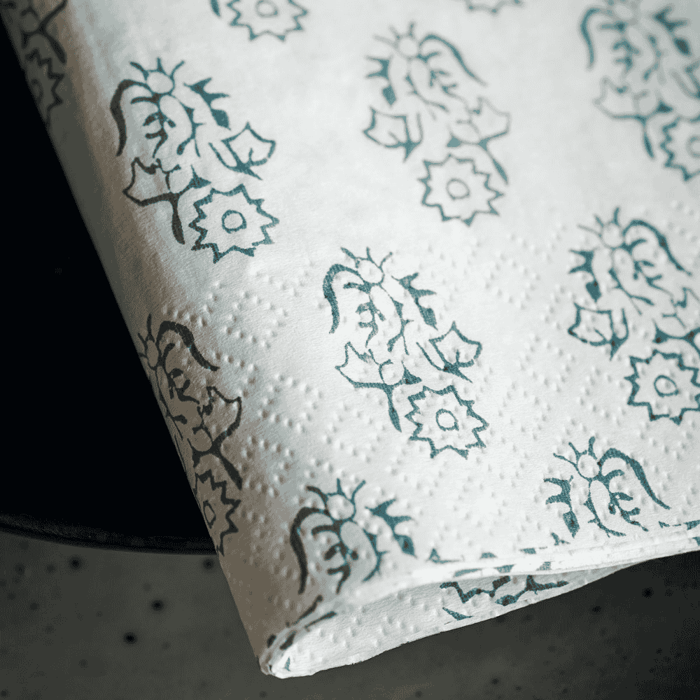 Grey Flower Paper Napkins 16cm x 16cm Set of 40