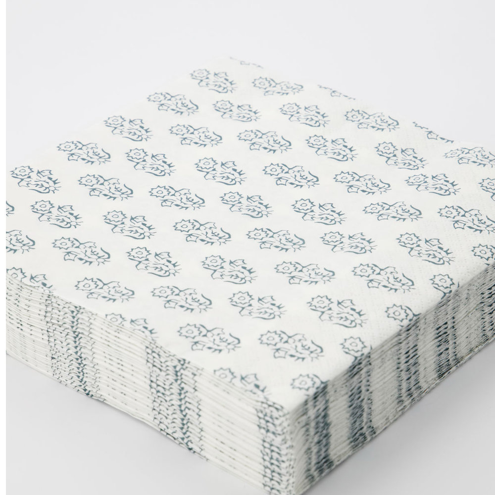 Grey Flower Paper Napkins 16cm x 16cm Set of 40