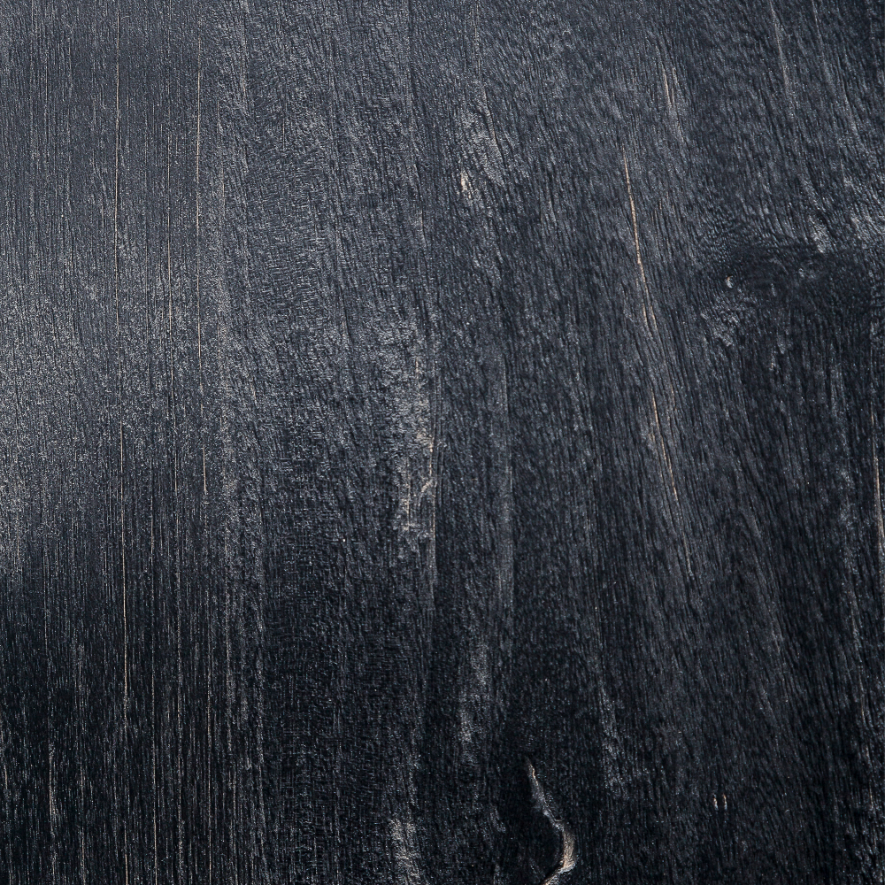 KING Solid U Shaped Black Reclaimed Teak Stool 45cm