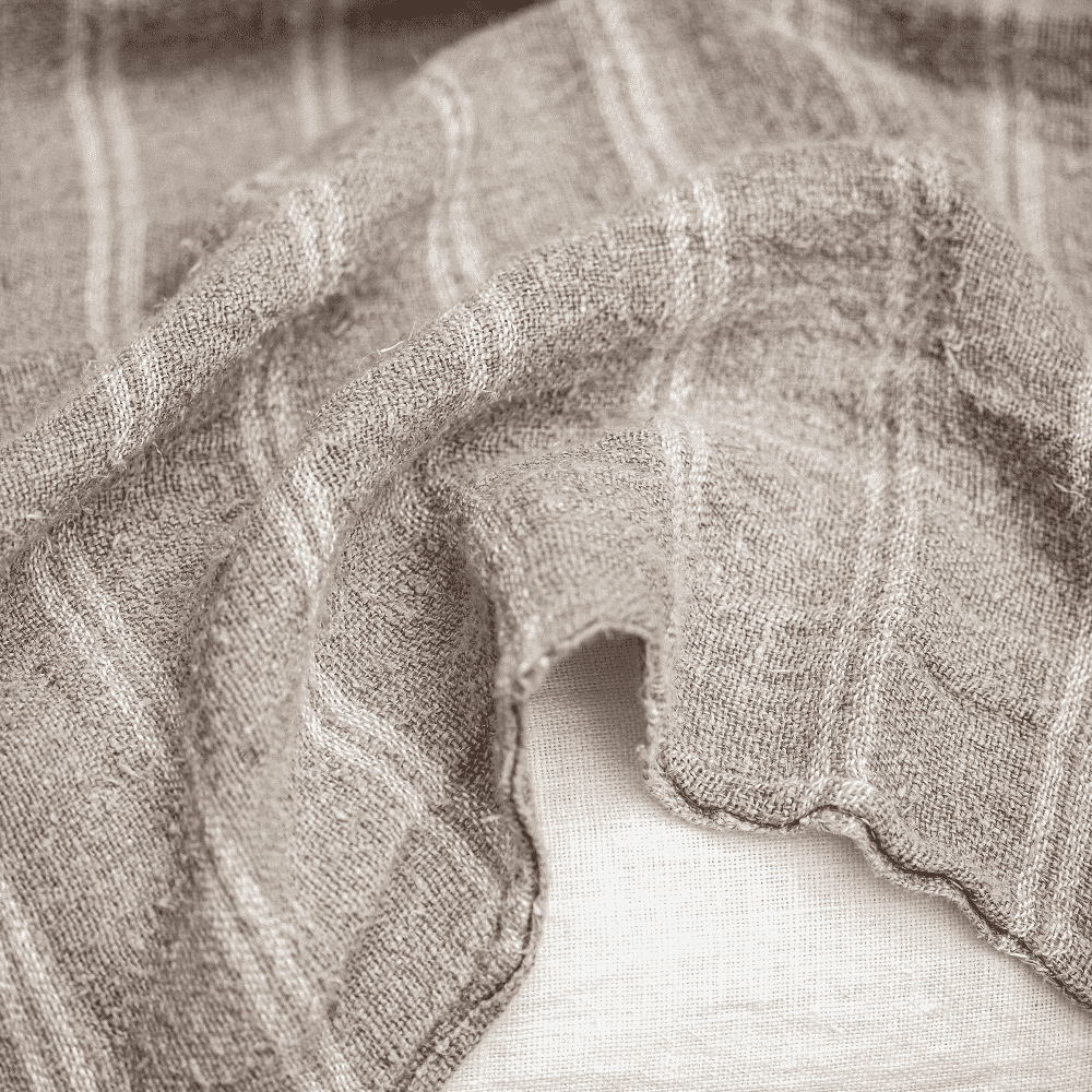 KURUVA White Plaid in Natural Linen Throw 170cm-D