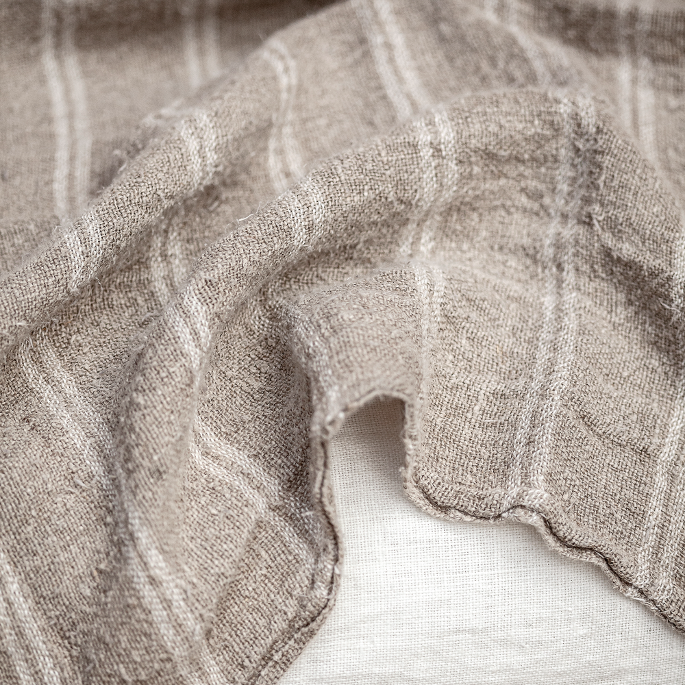 KURUVA White Plaid in Natural Linen Throw 170cm