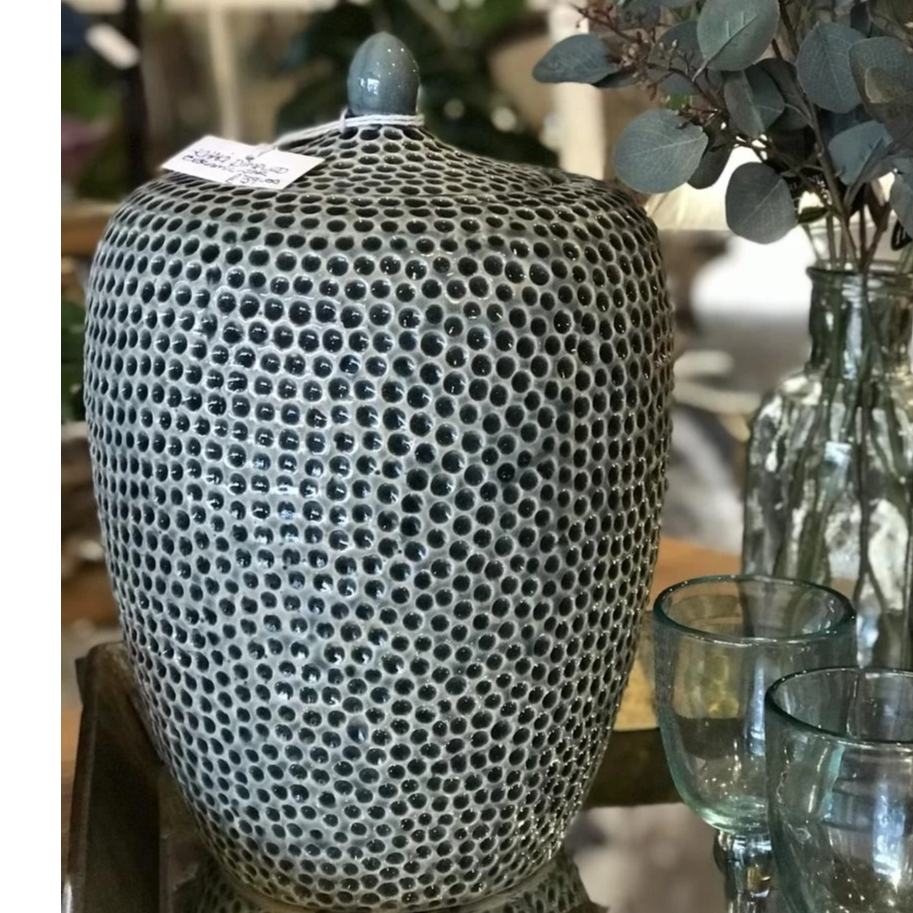 Khaki Dimpled Ceramic Jar 38cm | Annie Mo's D