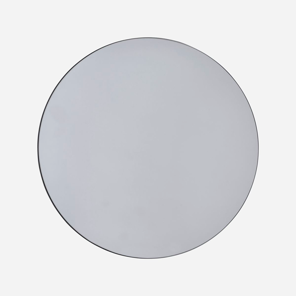 Large Thin Rimmed Round Mirror with Grey Glass 110cm