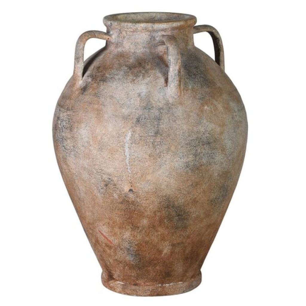 Large Mottled Effect Four Handle Rustic Ceramic Vase 51cm D