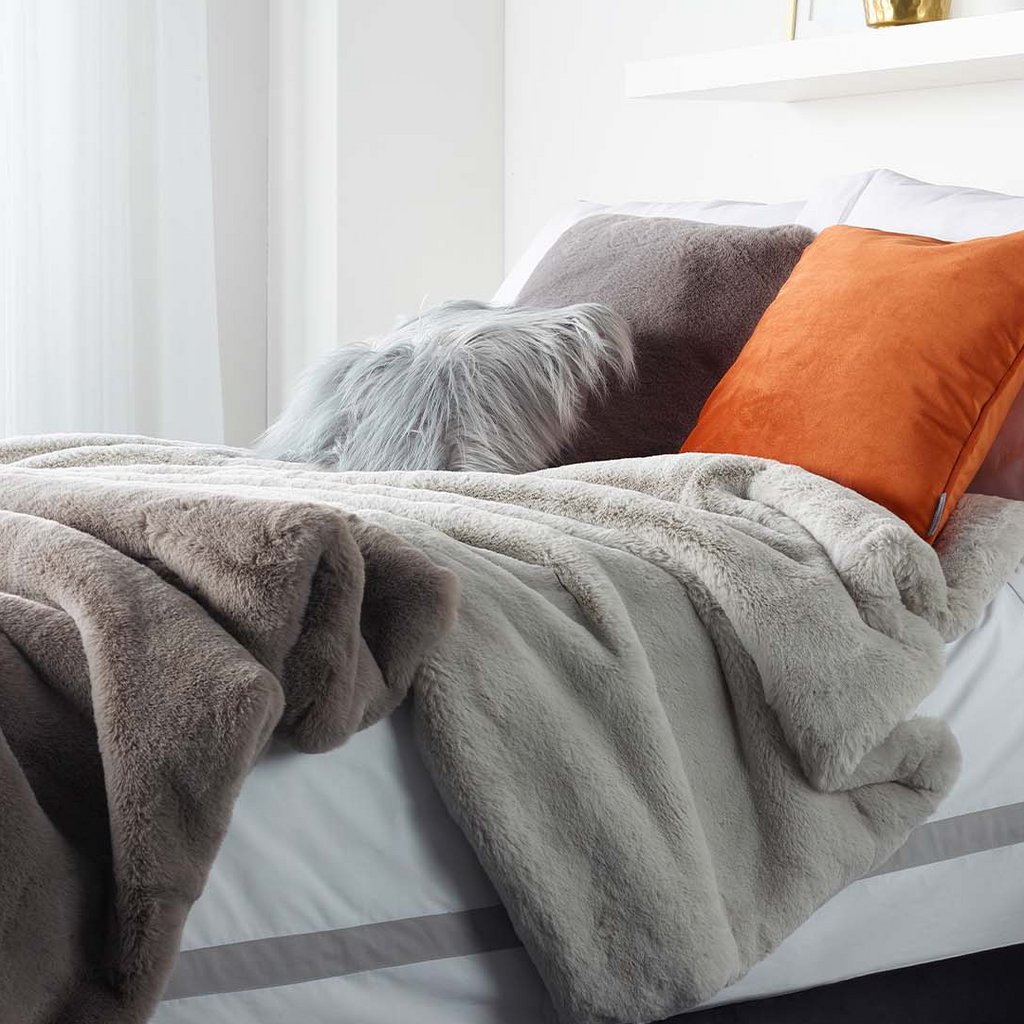 Luxe Silver Faux Fur Throws