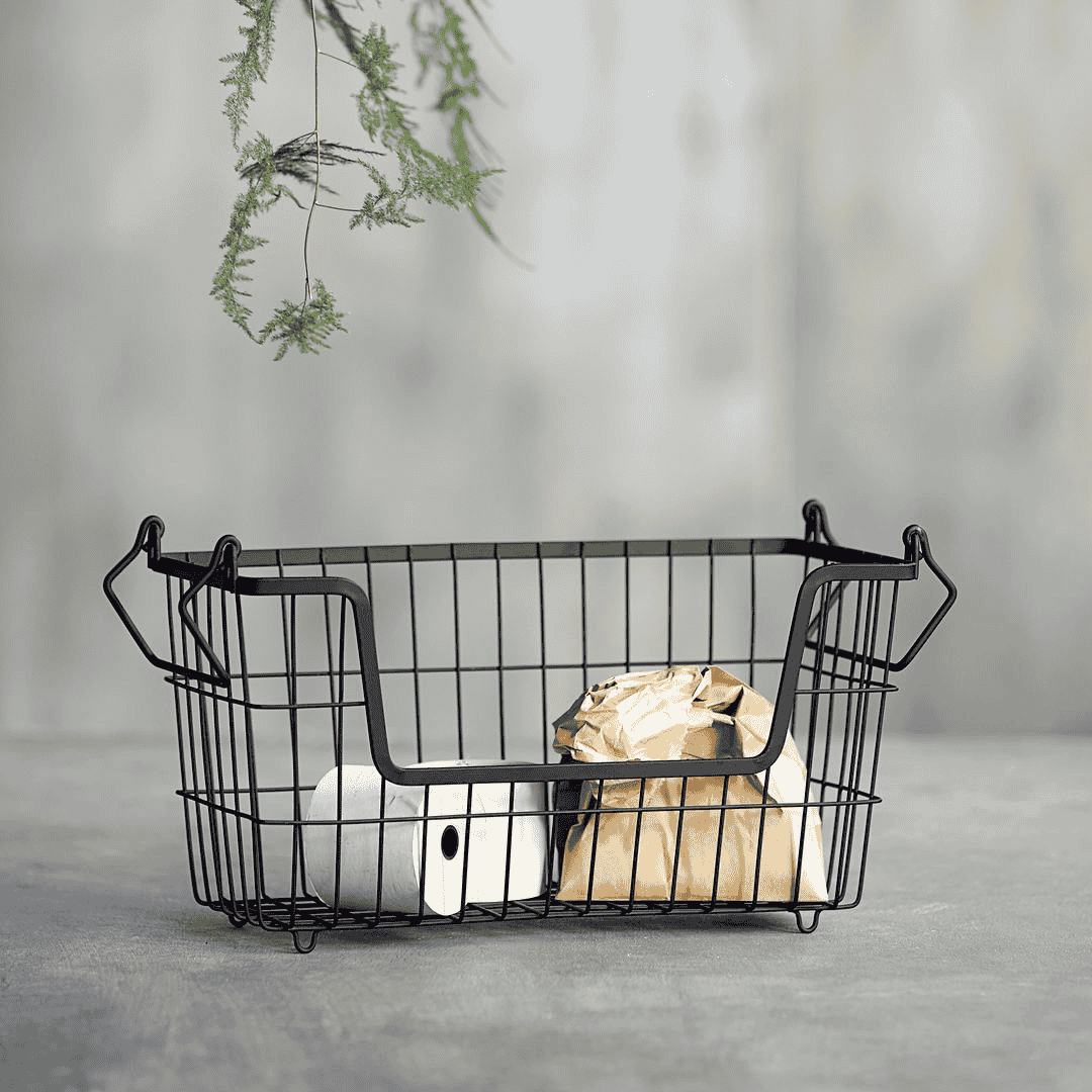 Matt Black Stackable Wire Basket 32cm