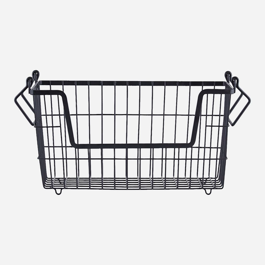 Matt Black Stackable Wire Basket 32cm